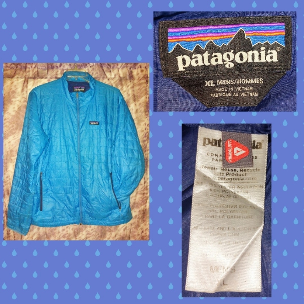Patagonia brand Turquoise Blue Lightweight Quilted Windbreaker Jacket Sz XL